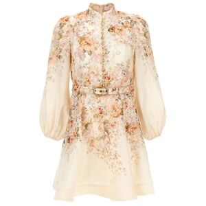 Zimmermann Cream Floral Dress with Belt